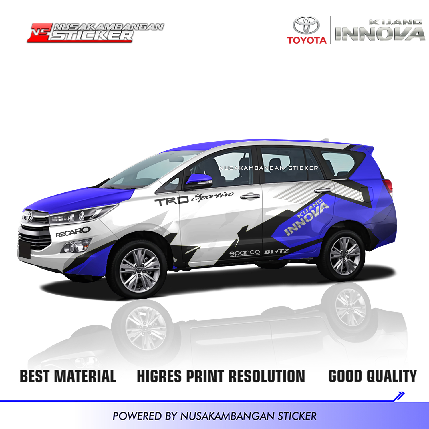 Stiker Mobil Toyota Kijang Innova Trd Sportivo Racing Biru 02 Stiker