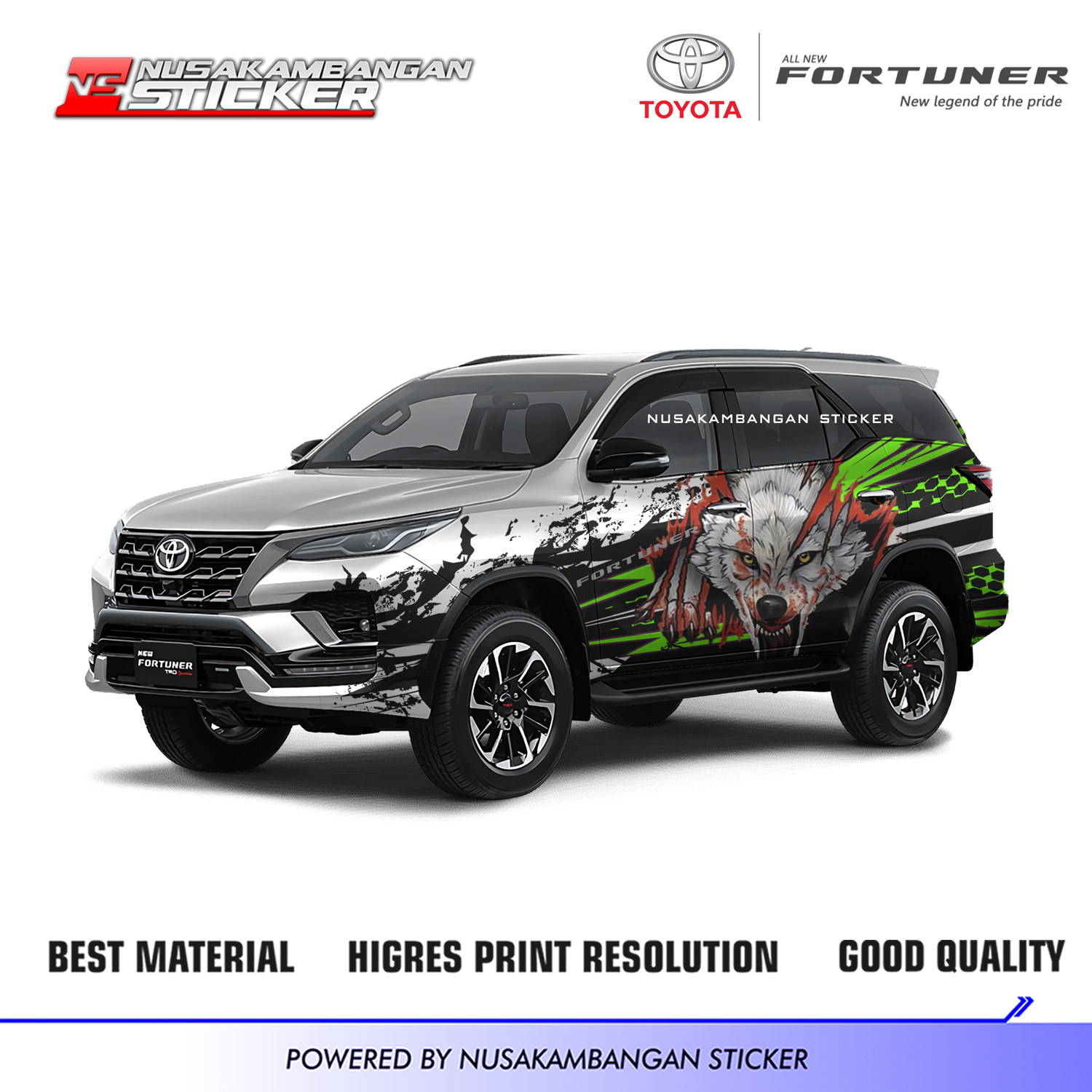 Stiker Mobil Toyota Fortuner Wolf Edition Hijau Stiker Mobil Bekasi