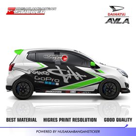 Cutting Stiker Mobil Daihatsu Ayla Hipower Racing Graphic Green Fluo