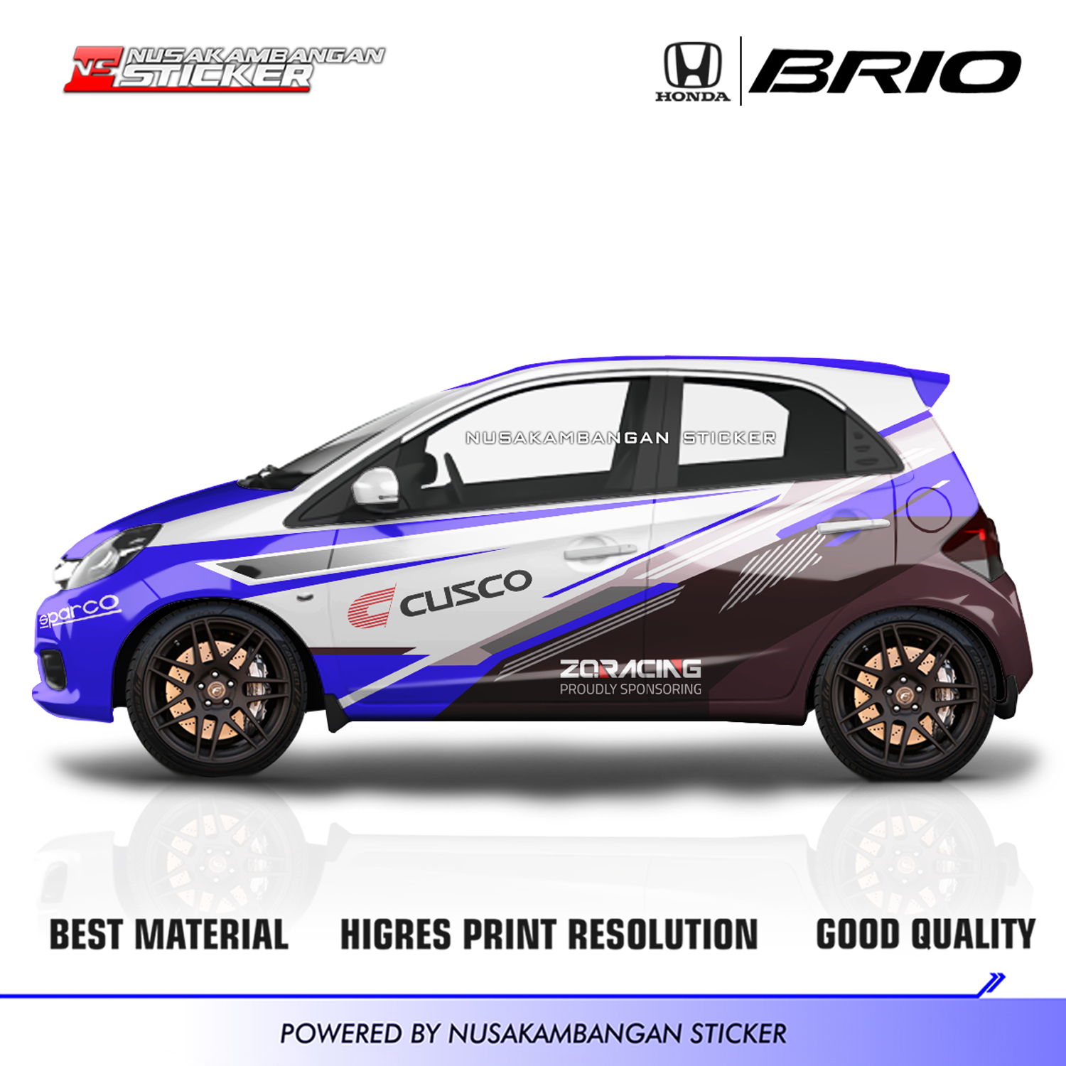 Stiker Mobil Honda Brio Satya ZoRacing biru Modifikasi – Stiker Mobil