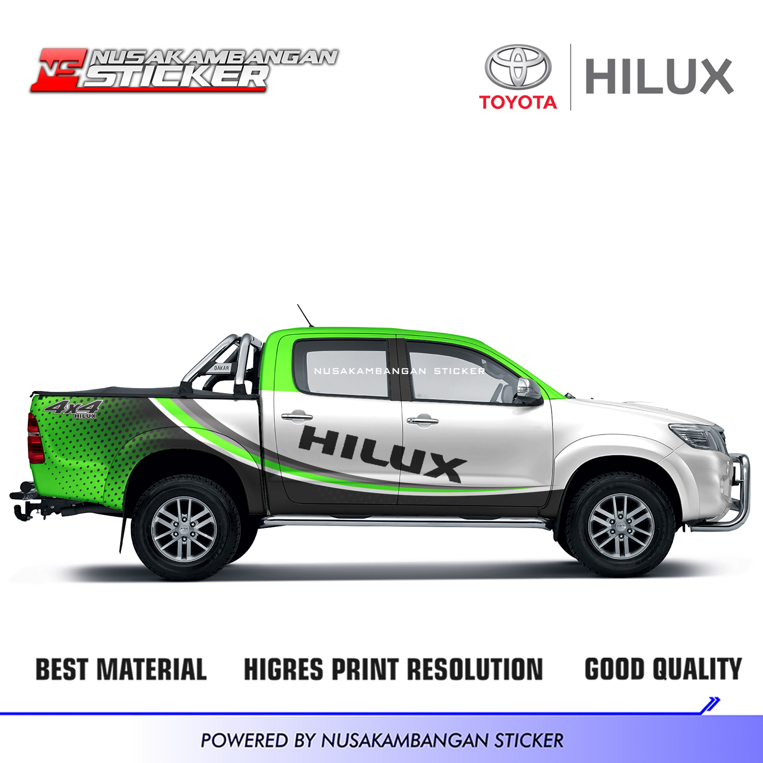 Stiker Mobil Toyota Hilux Putih Hijau – Stiker Mobil Bekasi