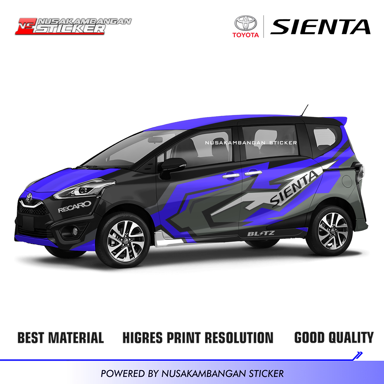 Stiker Mobil Toyota Sienta Racing Graphic Biru Stiker Full Body