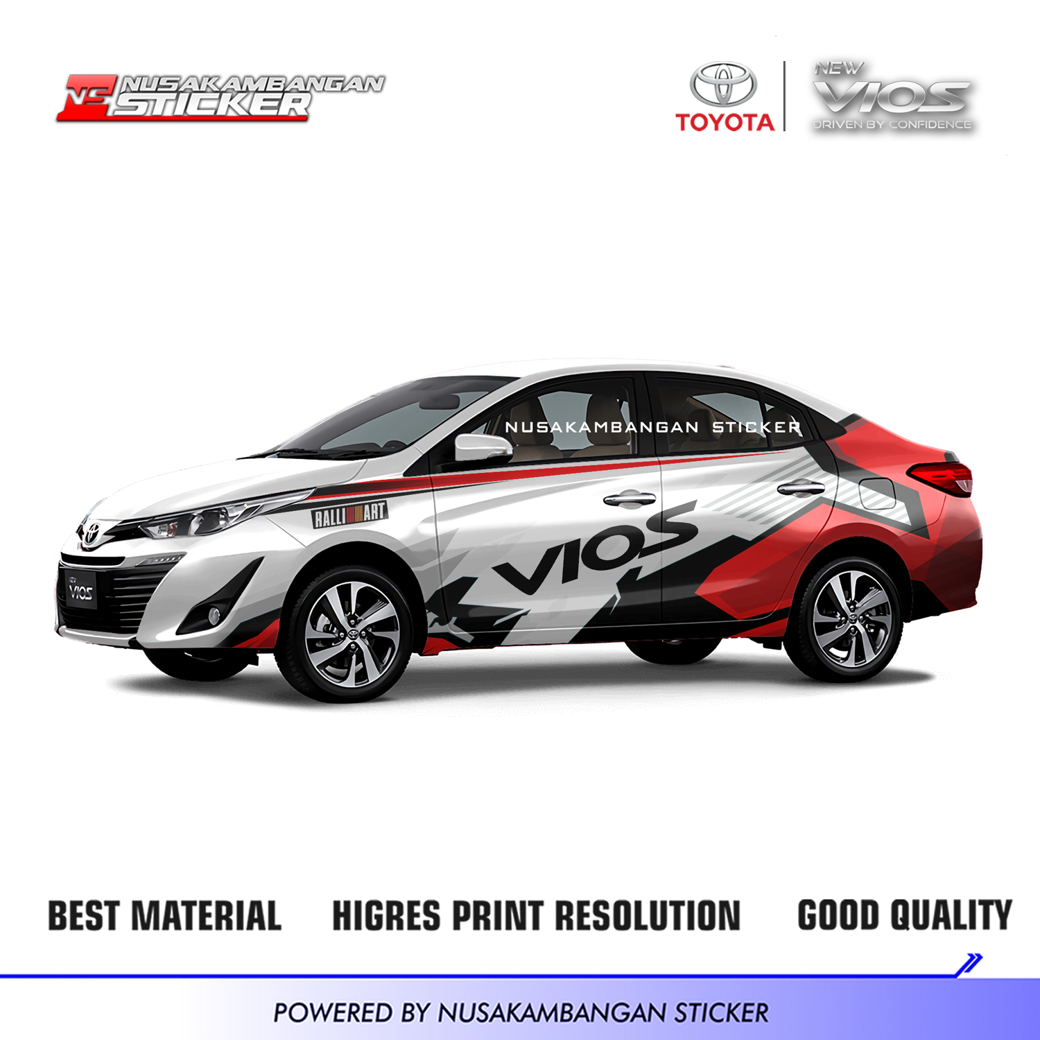 Stiker Mobil Toyota Vios Merah Racing Graphic Stiker Mobil Bekasi